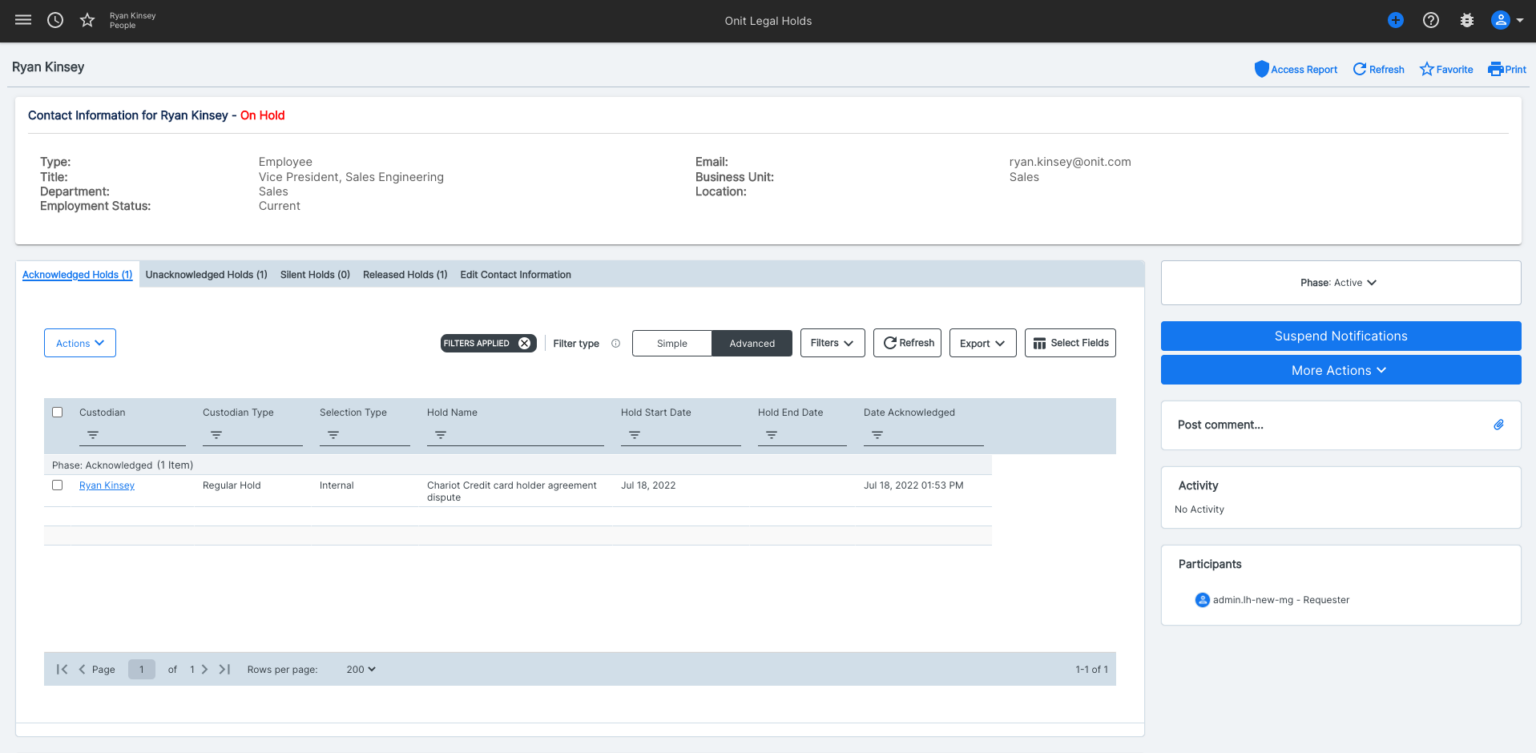 Legal Hold Software & Management | Onit